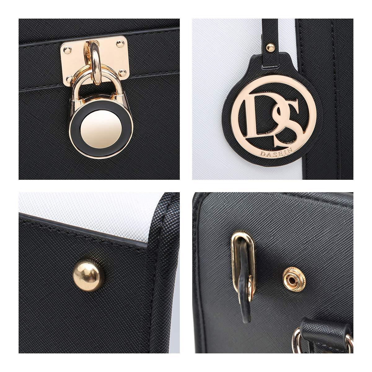 Two Tone Satchel Top Handle Bags Work Tote with Matching Wallet l Dasein - Dasein Bags