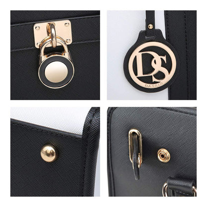 Two Tone Satchel Top Handle Bags Work Tote with Matching Wallet l Dasein - Dasein Bags