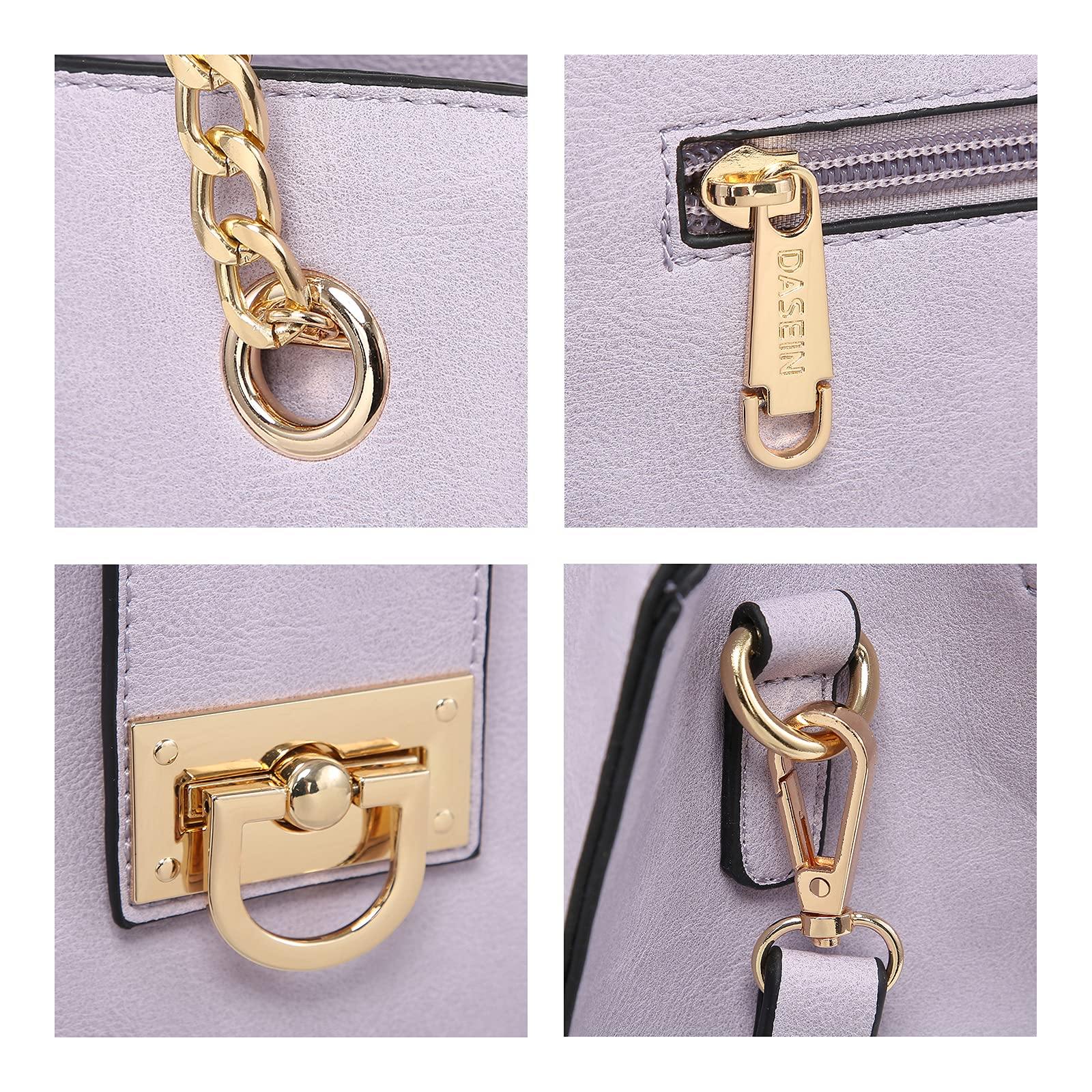 Women Fashion Chain Fashion Belt lock Tote Bags With Matching Clutch Dasein - Dasein Bags