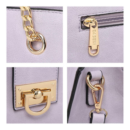 Women Fashion Chain Fashion Belt lock Tote Bags With Matching Clutch Dasein - Dasein Bags