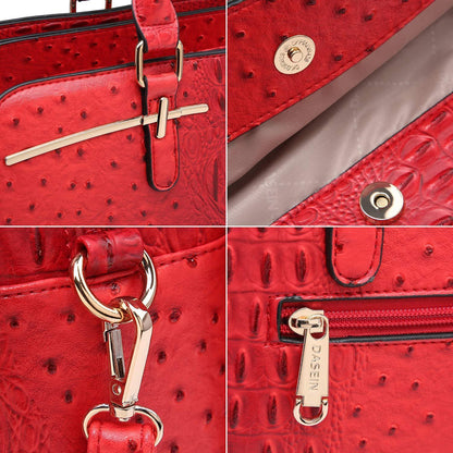 Fashion Embossed Pattern Two Tone Handbag with Matching Wallet l Dasein - Dasein Bags