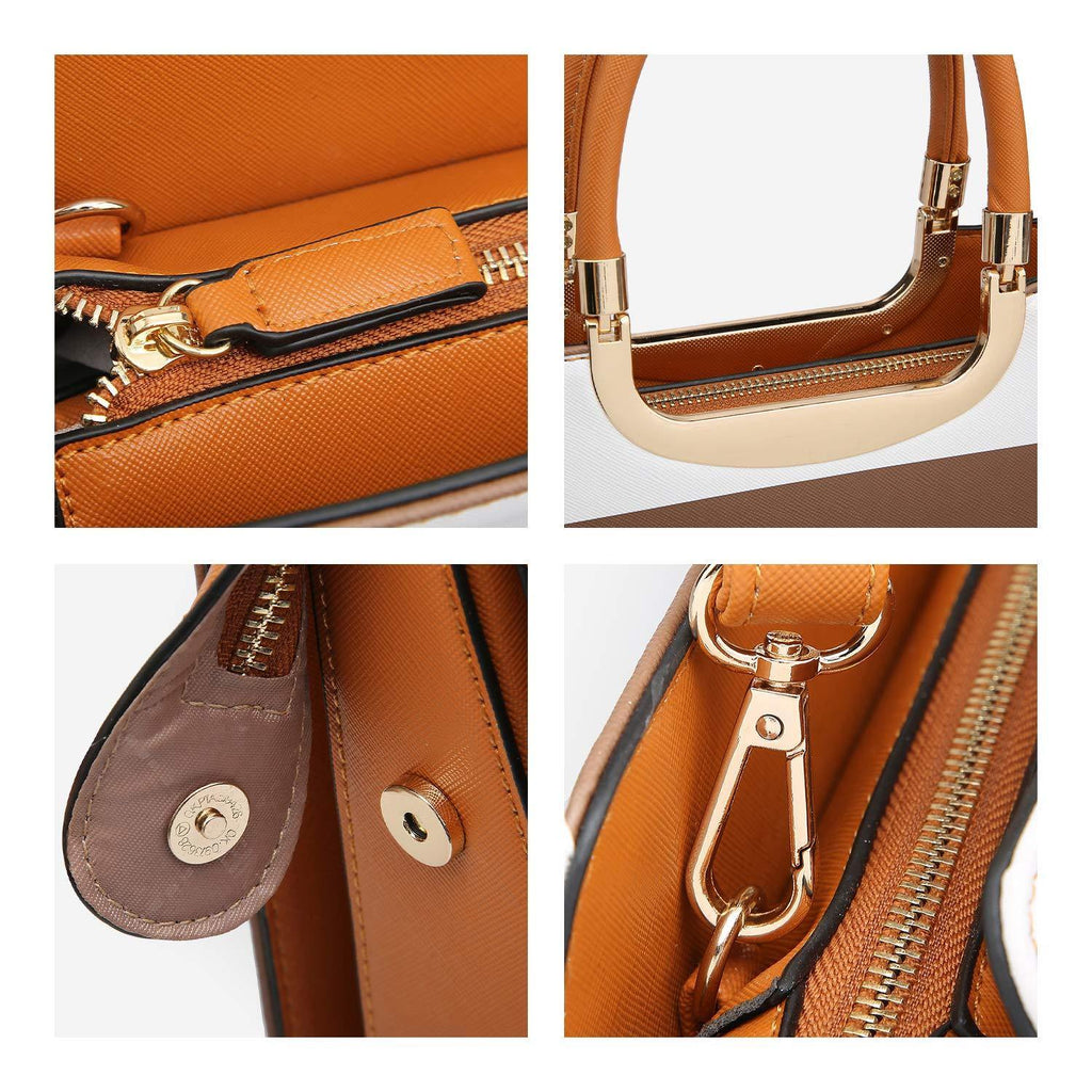 Saffiano Striped Briefcase Handbag - Dasein Bags