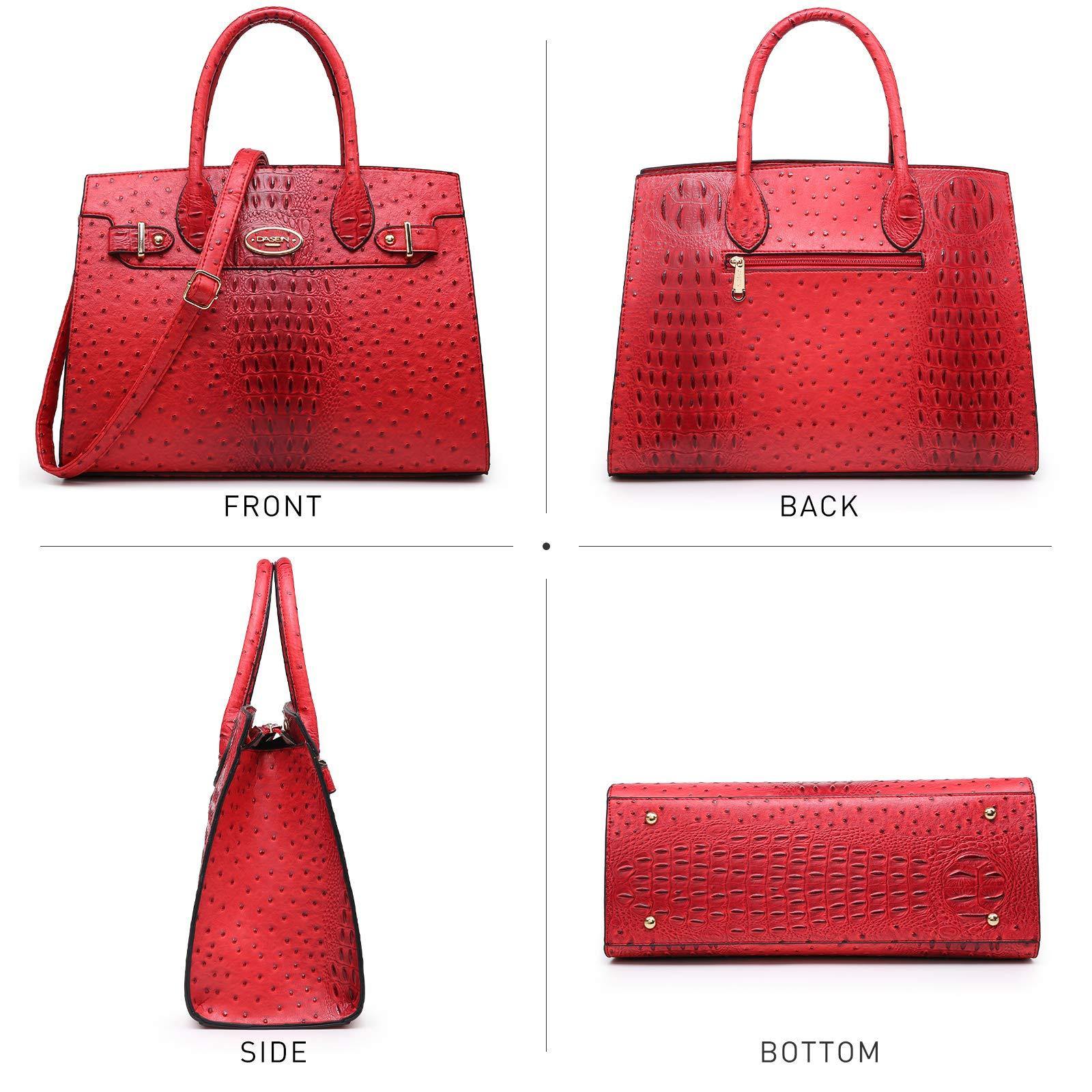 Fashion embossed Shoulder Top Handle Satchel Tote Bag with Matching Clutch l Dasein - Dasein Bags