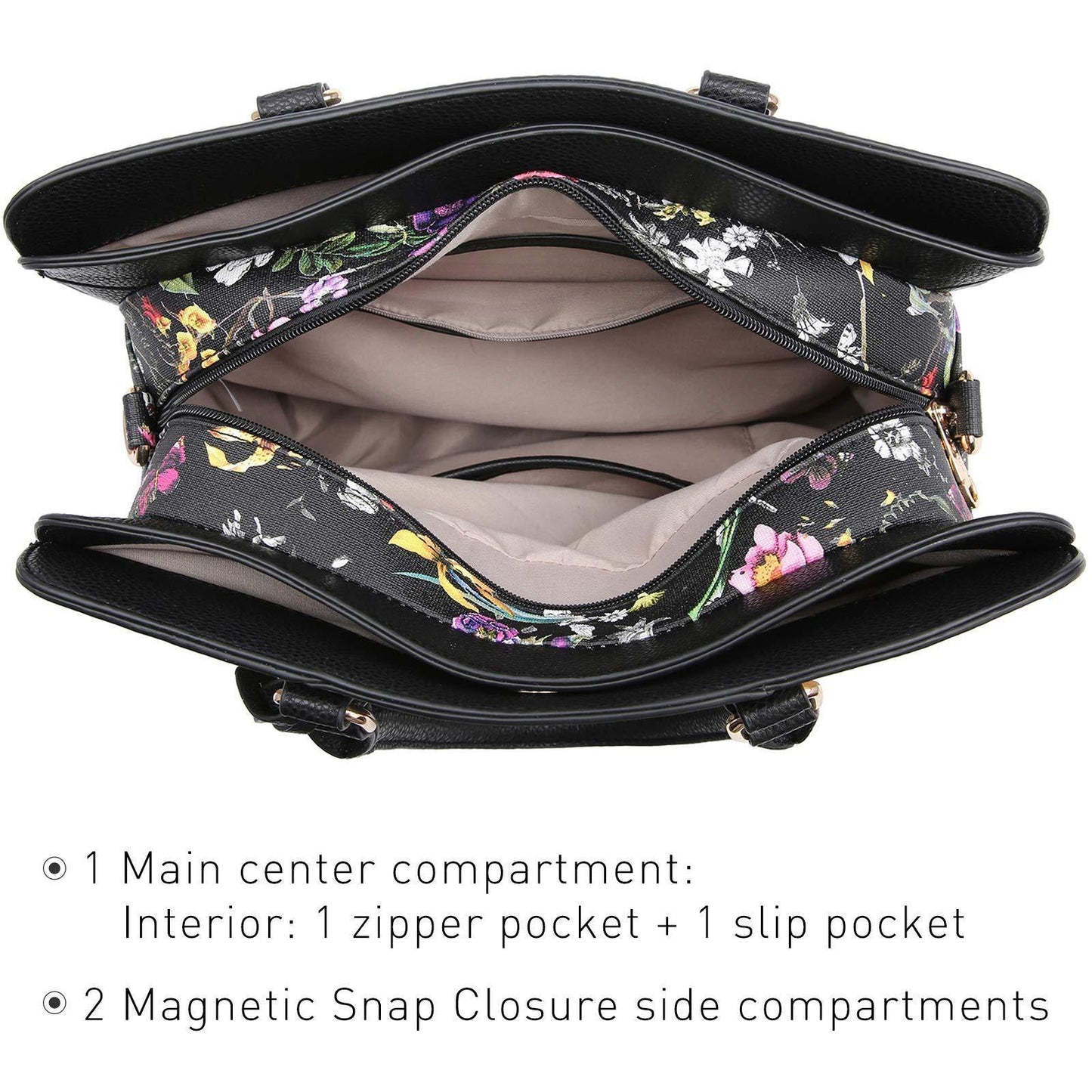 Two-Tone Padlock Satchel with Matching Wristlet - Dasein Bags