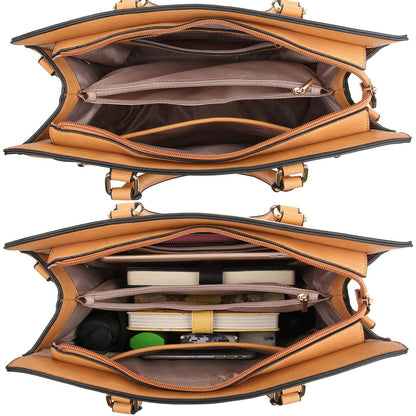 Ladies Shoulder Bag Top Handle Satchel Tote Work Bag with Matching Clutch l Dasein - Dasein Bags