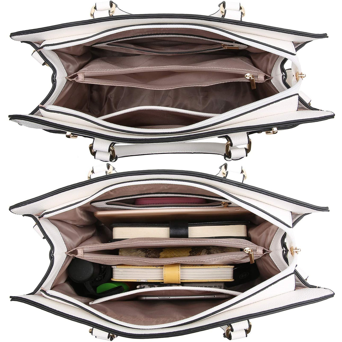 Ladies Shoulder Bag Top Handle Satchel Tote Work Bag with Matching Clutch l Dasein - Dasein Bags