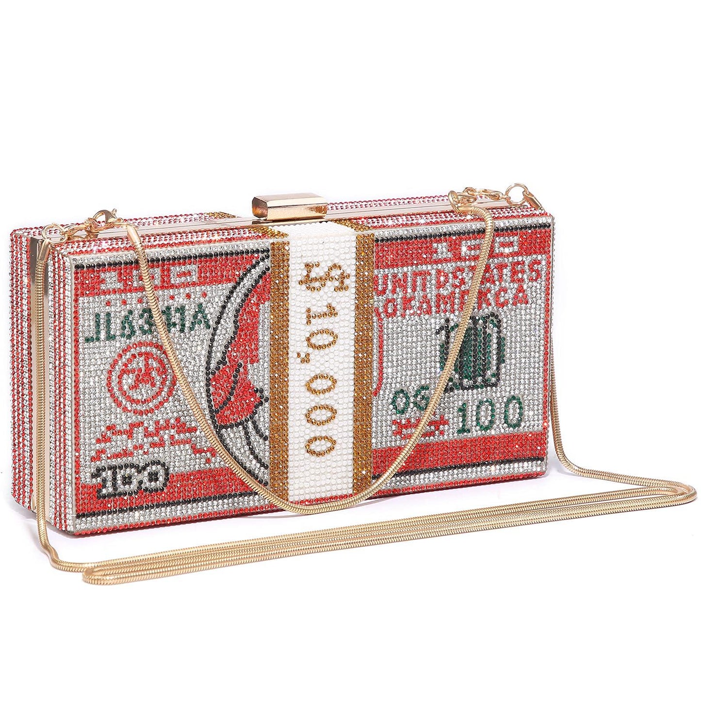 Stack of Cash Dollars Clutch Party Purse Crystal Evening Bag Cocktail for Women - Dasein Bags