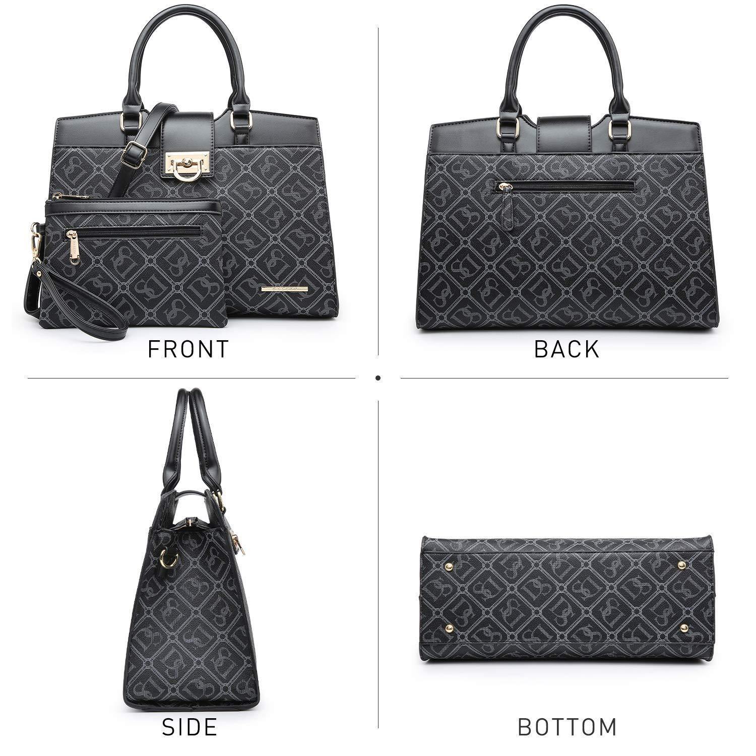 Monogram Flap Satchel with Matching Wristlet - Dasein Bags