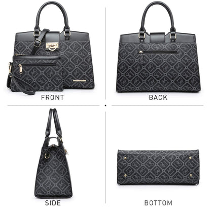 Monogram Flap Satchel with Matching Wristlet - Dasein Bags