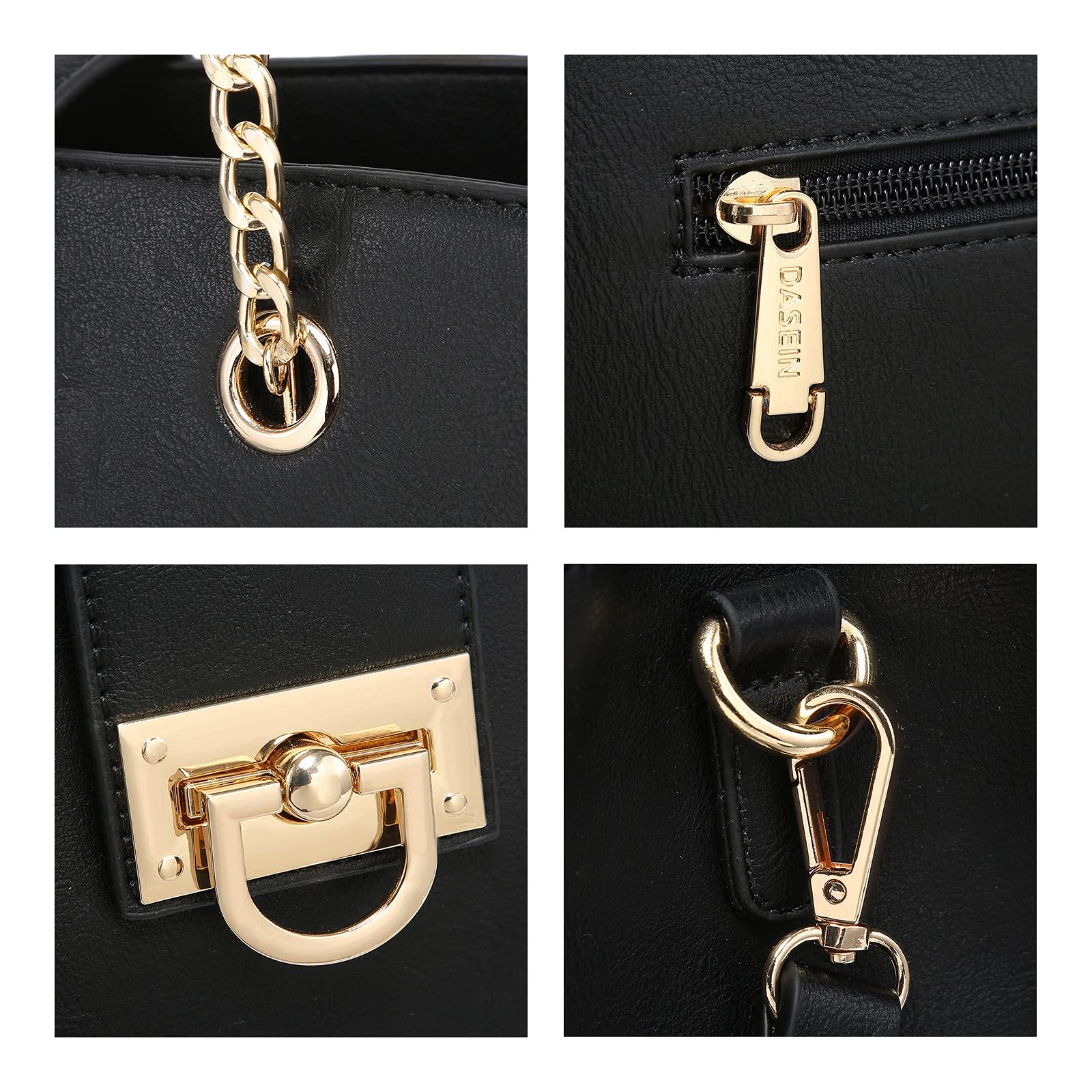 Women Fashion Chain Fashion Belt lock Tote Bags With Matching Clutch Dasein - Dasein Bags