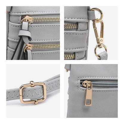 Lightweight Functional Multi Pocket Vegan Leather Shoulder Crossbody Bag l Dasein - Dasein Bags