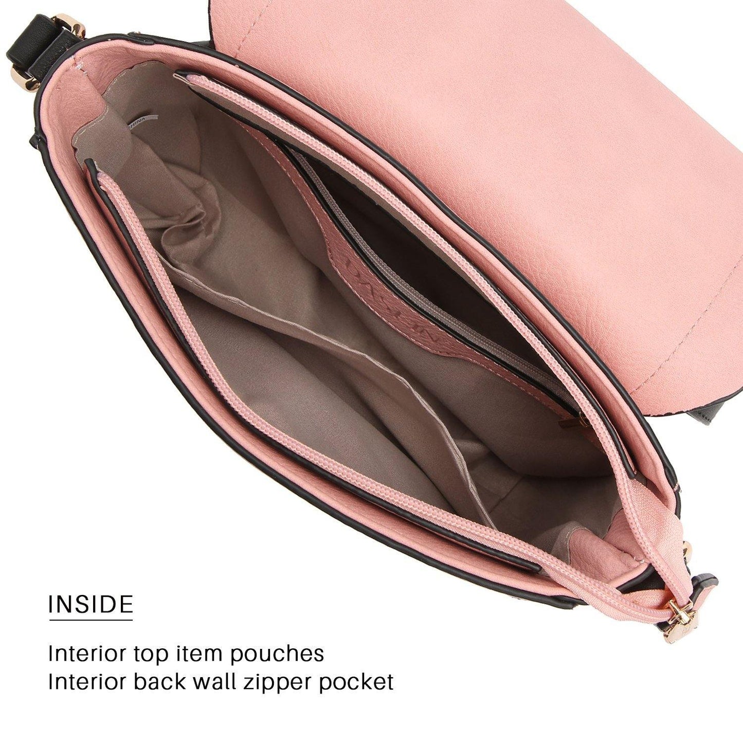 Concise Style Buckle Gold-Tone Ring Crossbody Bag - Dasein Bags