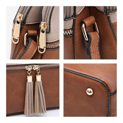 Two-Tone Tassel Crossbody Bag - Dasein Bags