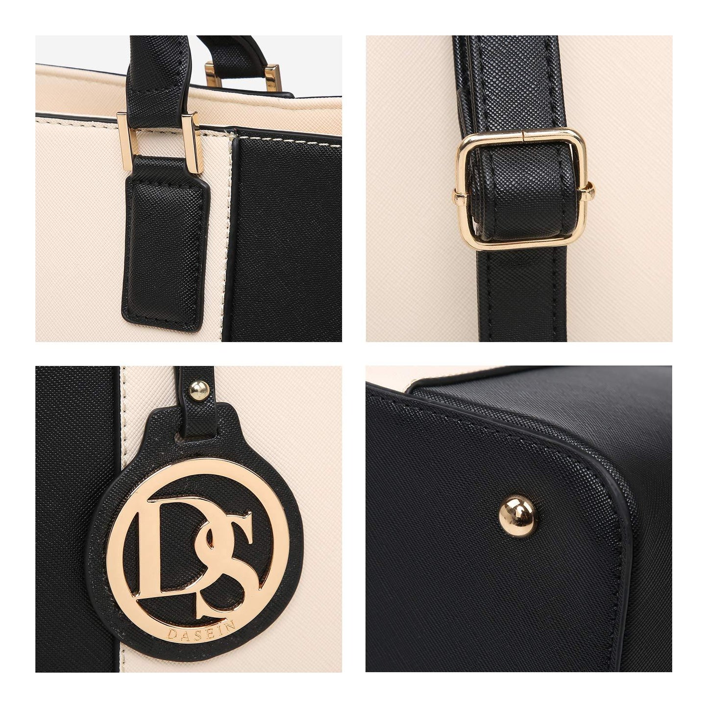 Fashion Stitching Color Large Tote Bag with Matching Wallet l Dasein - Dasein Bags