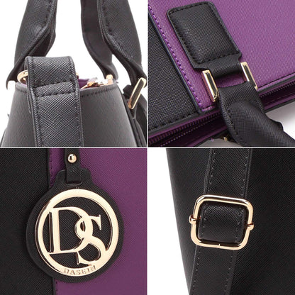 Fashion Stitching Color Large Tote Bag with Matching Wallet l Dasein - Dasein Bags