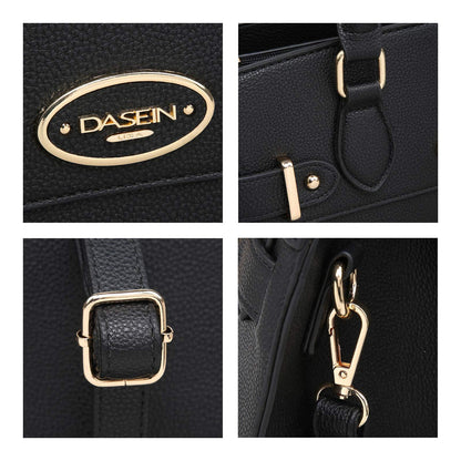 Ladies Shoulder Bag Top Handle Satchel Tote Work Bag with Matching Clutch l Dasein - Dasein Bags