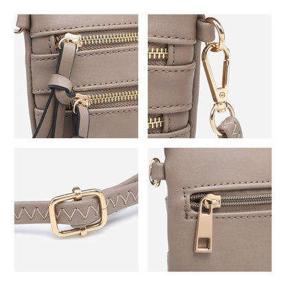 Lightweight Functional Multi Pocket Vegan Leather Shoulder Crossbody Bag l Dasein - Dasein Bags