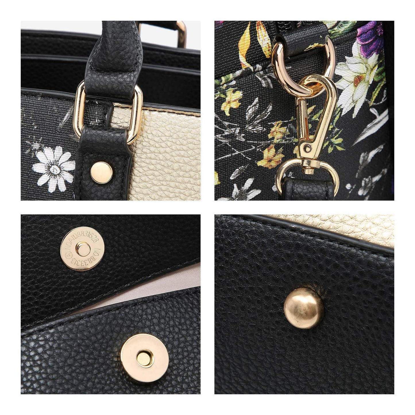 Two-Tone Padlock Satchel with Matching Wristlet - Dasein Bags