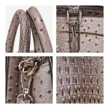 Fashion Embossed Pattern Two Tone Handbag with Matching Wallet l Dasein - Dasein Bags