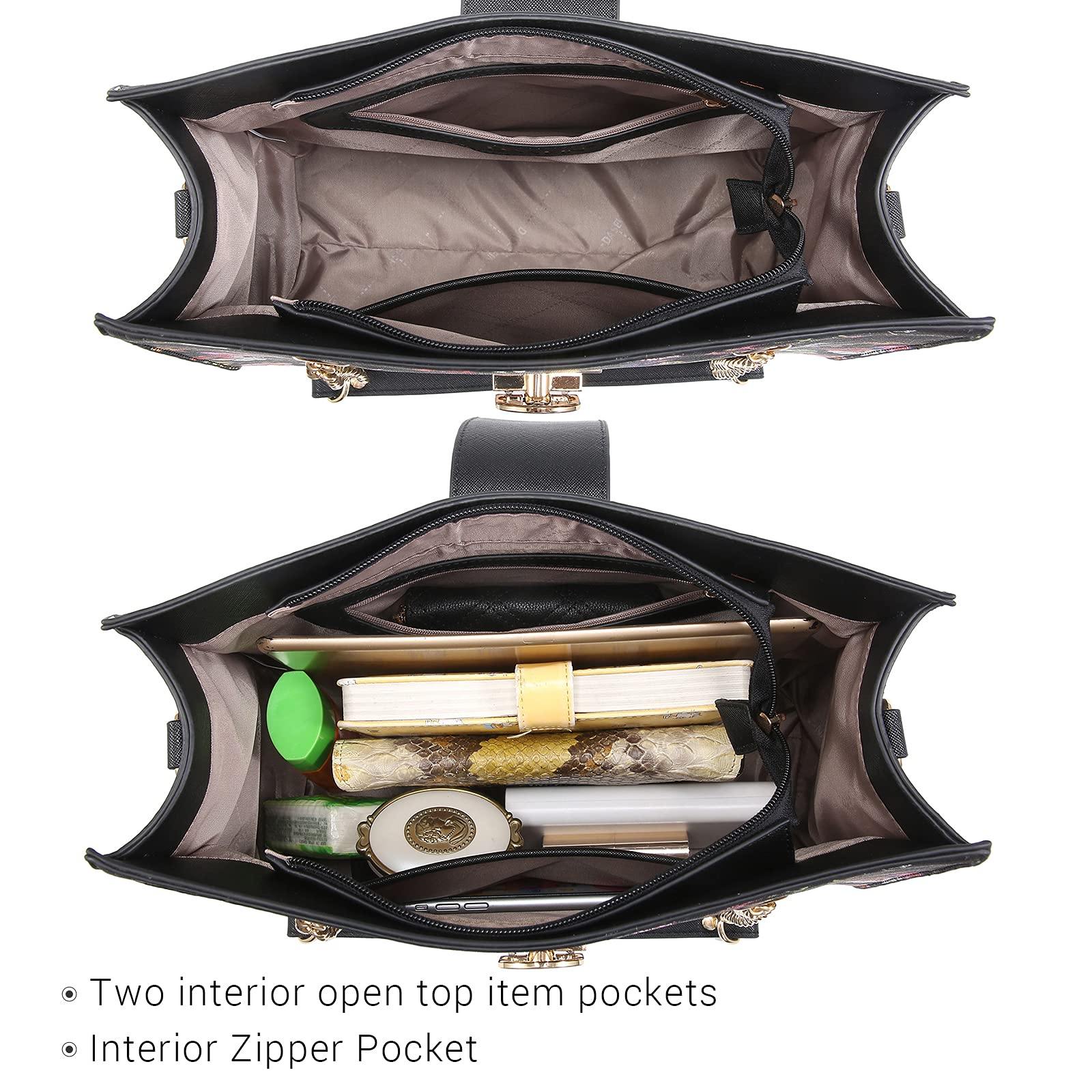 Women Fashion Chain Fashion Belt lock Tote Bags With Matching Clutch Dasein - Dasein Bags