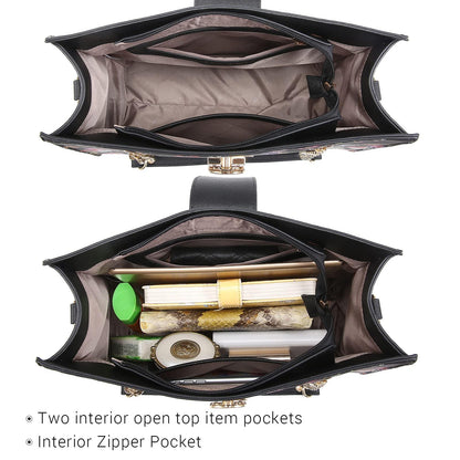 Women Fashion Chain Fashion Belt lock Tote Bags With Matching Clutch Dasein - Dasein Bags