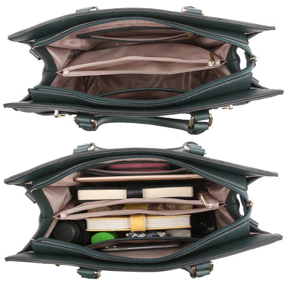 Ladies Shoulder Bag Top Handle Satchel Tote Work Bag with Matching Clutch l Dasein - Dasein Bags