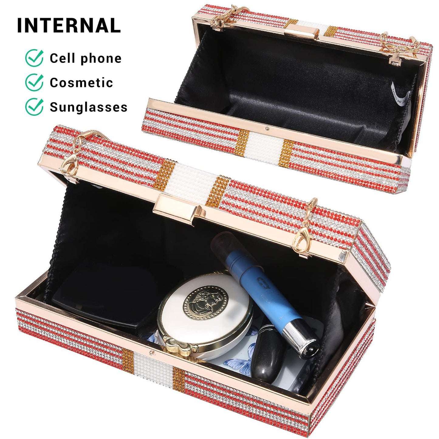 Stack of Cash Dollars Clutch Party Purse Crystal Evening Bag Cocktail for Women - Dasein Bags