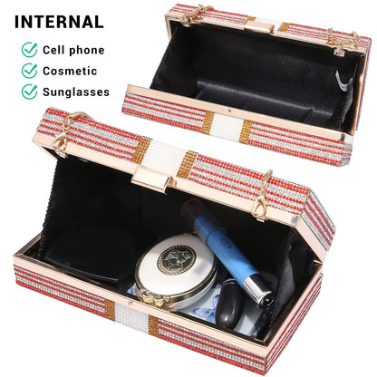 Stack of Cash Dollars Clutch Party Purse Crystal Evening Bag Cocktail for Women - Dasein Bags