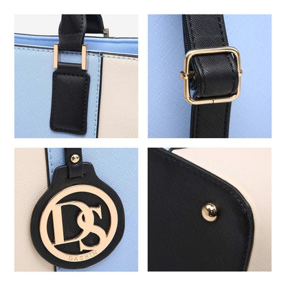 Fashion Stitching Color Large Tote Bag with Matching Wallet l Dasein - Dasein Bags