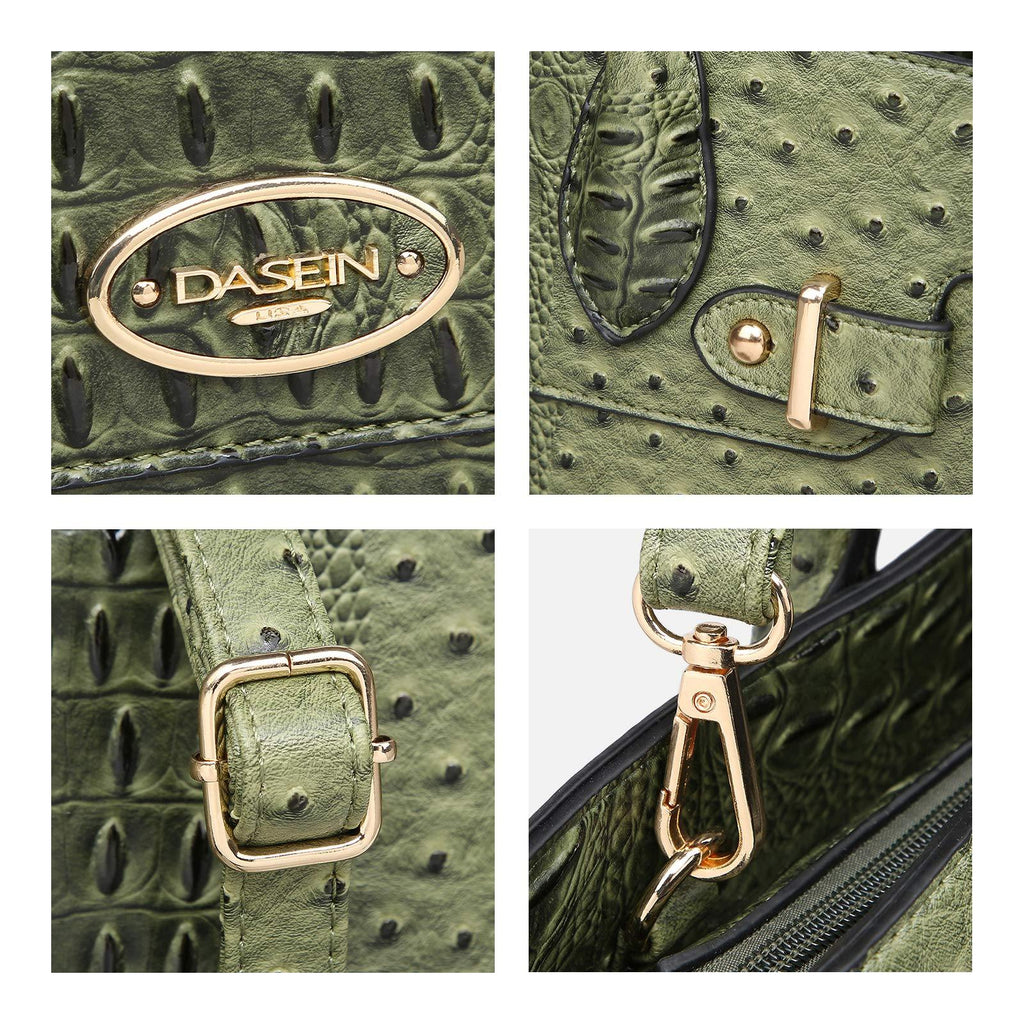 Fashion embossed Shoulder Top Handle Satchel Tote Bag with Matching Clutch l Dasein - Dasein Bags