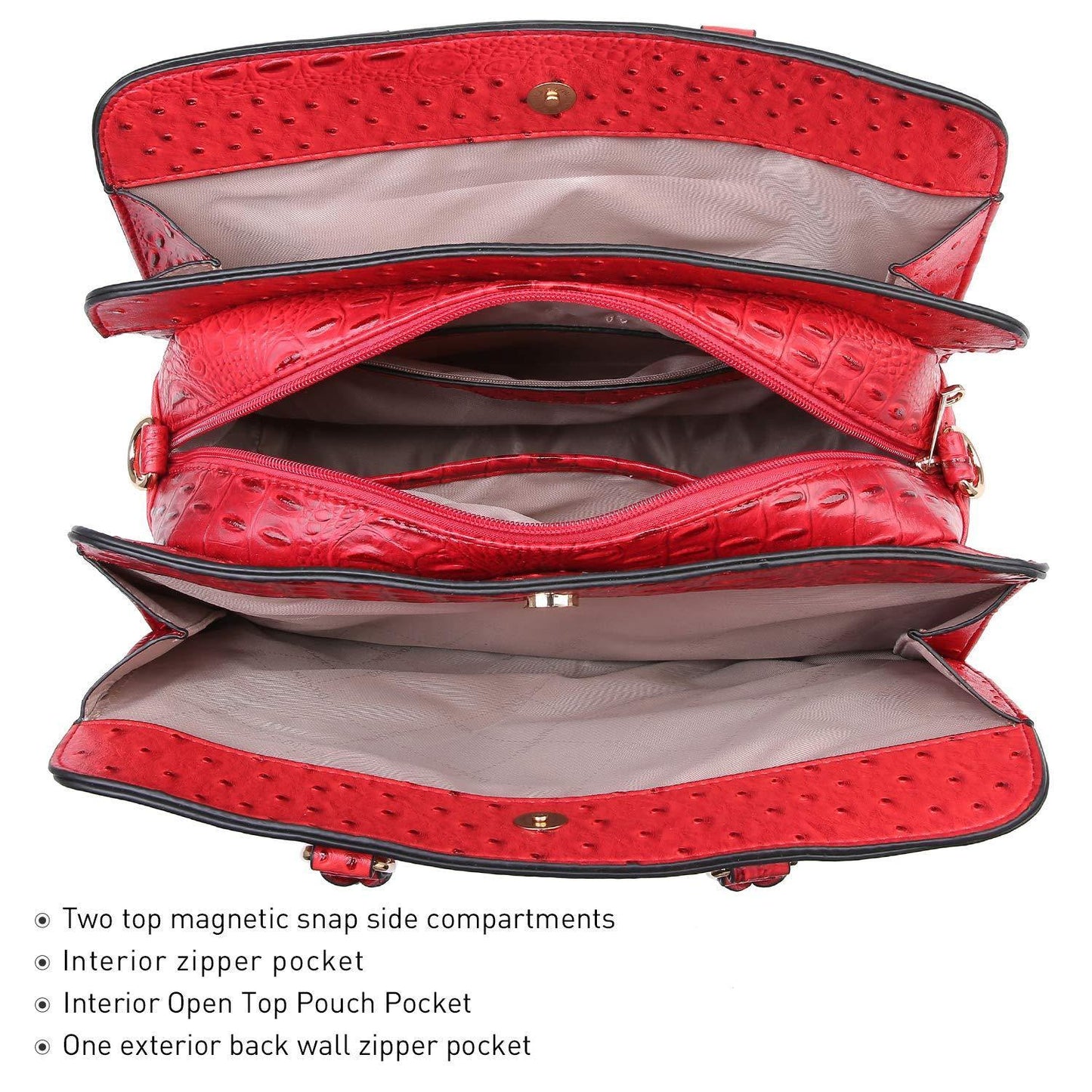 Fashion Embossed Pattern Two Tone Handbag with Matching Wallet l Dasein - Dasein Bags