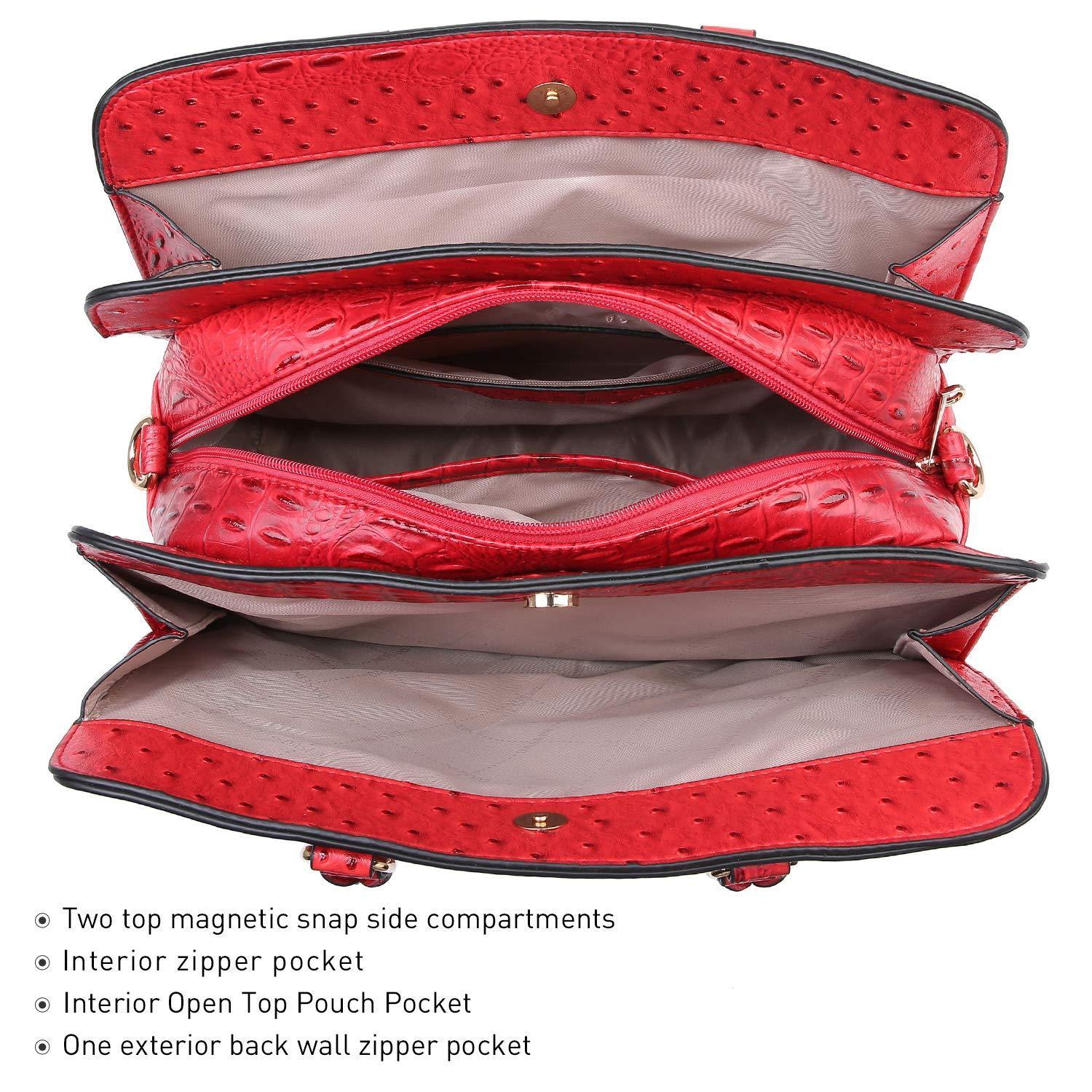 Fashion Embossed Pattern Two Tone Handbag with Matching Wallet l Dasein - Dasein Bags