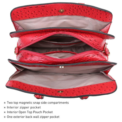 Fashion Embossed Pattern Two Tone Handbag with Matching Wallet l Dasein - Dasein Bags