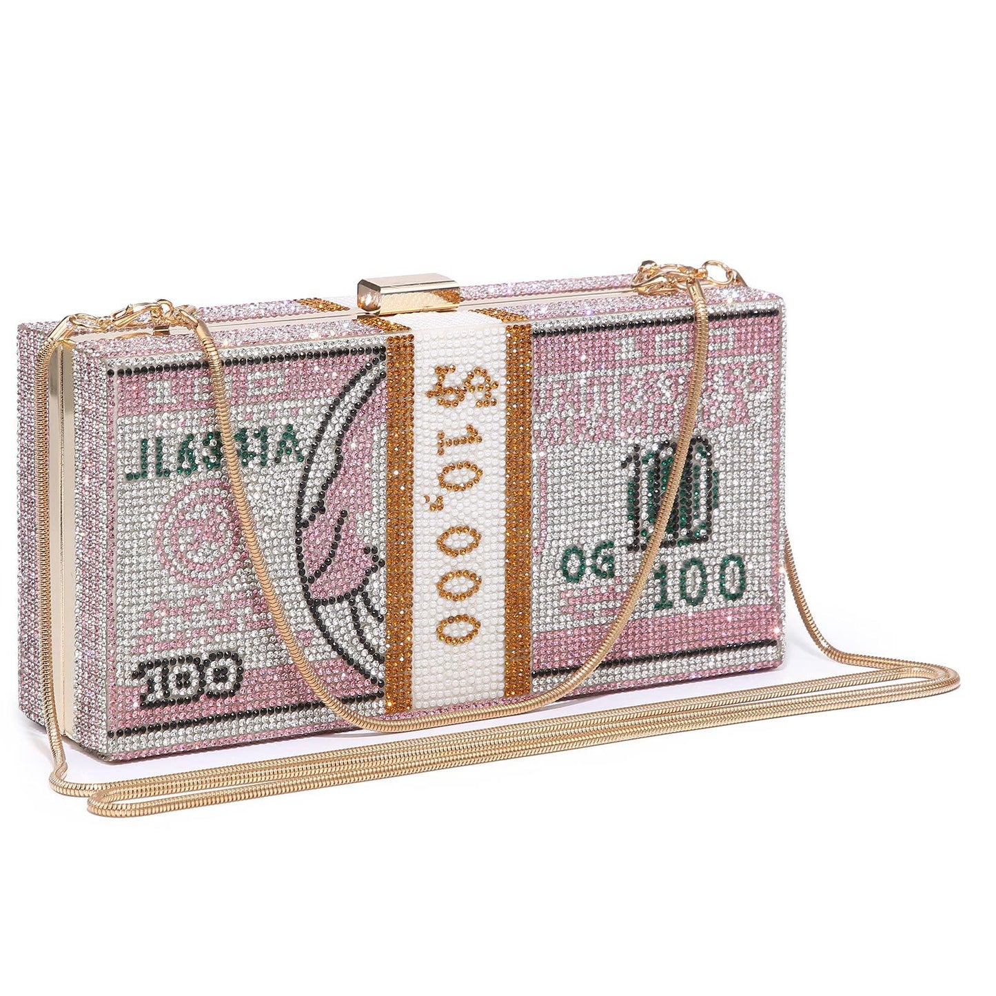 Stack of Cash Dollars Clutch Party Purse Crystal Evening Bag Cocktail for Women - Dasein Bags