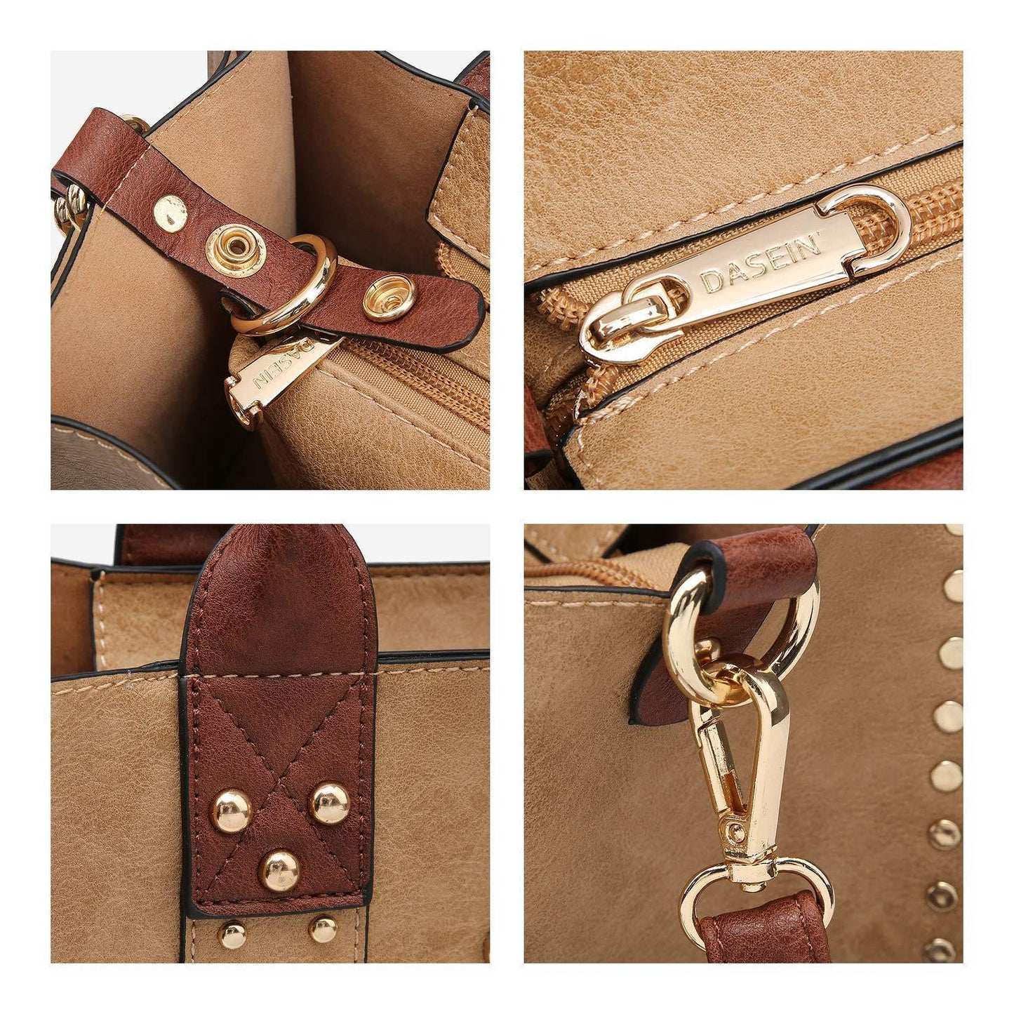 Studded 3-in-1 Top Handle Tote Handbag l Dasein - Dasein Bags