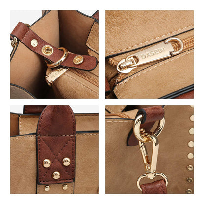 Studded 3-in-1 Top Handle Tote Handbag l Dasein - Dasein Bags