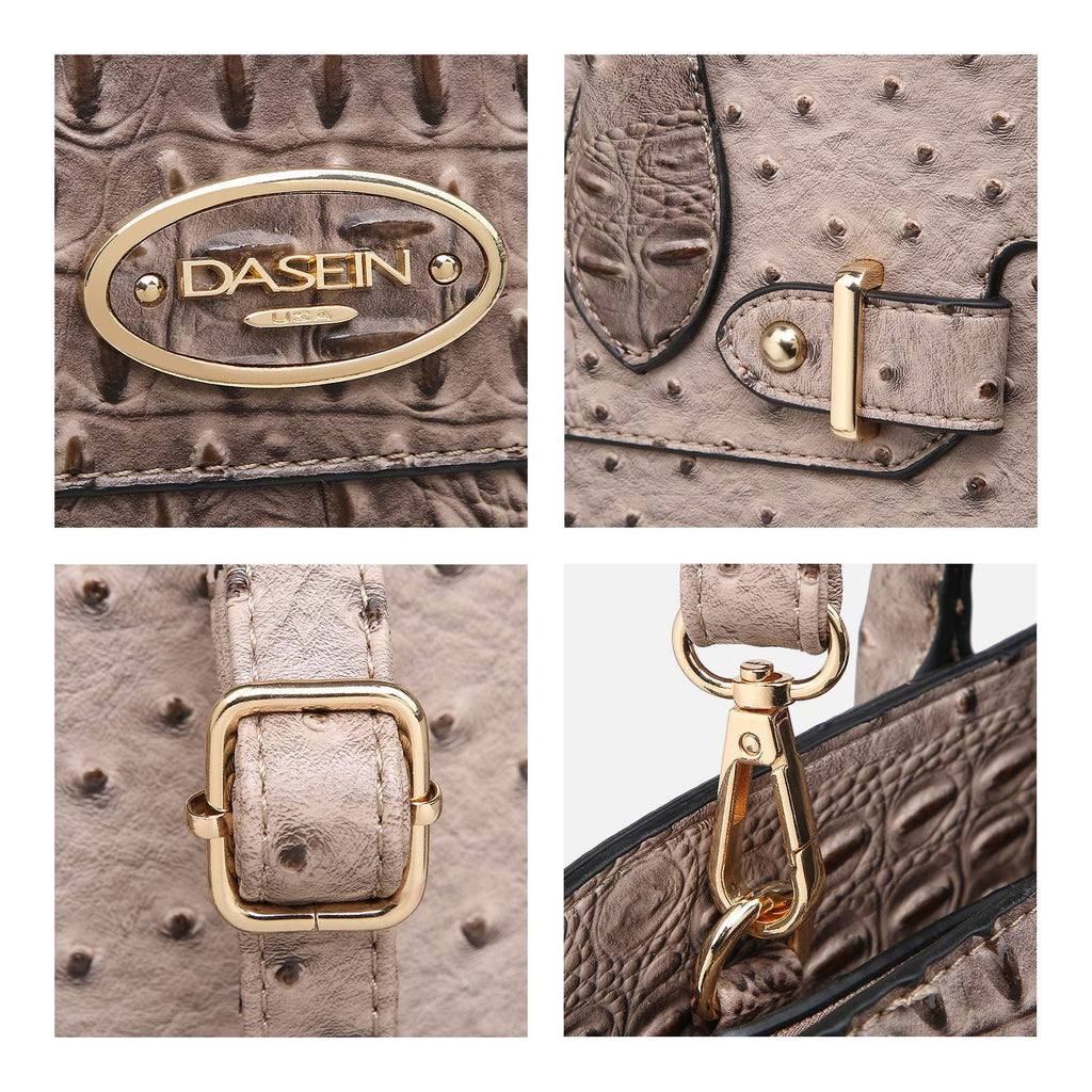 Fashion embossed Shoulder Top Handle Satchel Tote Bag with Matching Clutch l Dasein - Dasein Bags