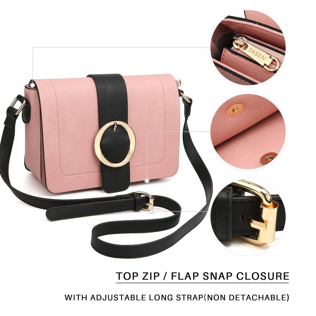 Concise Style Buckle Gold-Tone Ring Crossbody Bag - Dasein Bags