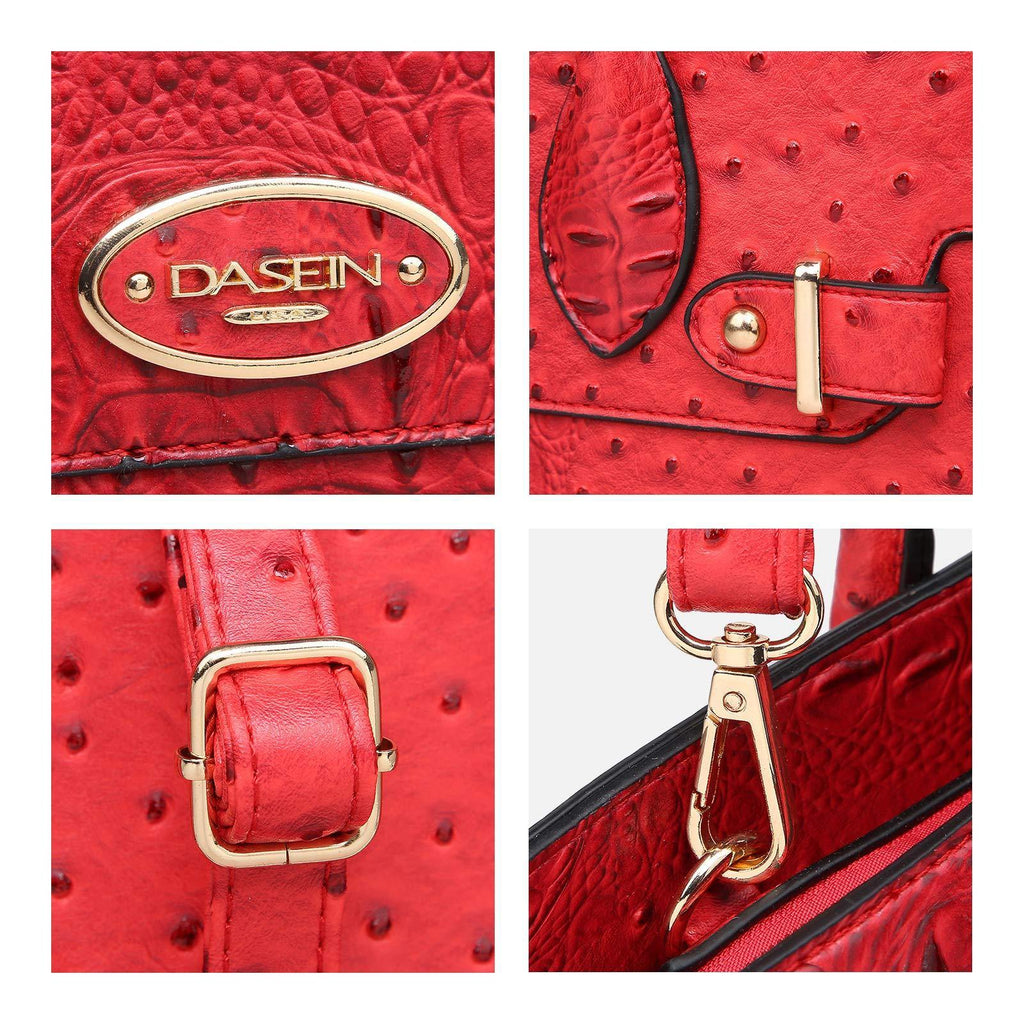 Fashion embossed Shoulder Top Handle Satchel Tote Bag with Matching Clutch l Dasein - Dasein Bags
