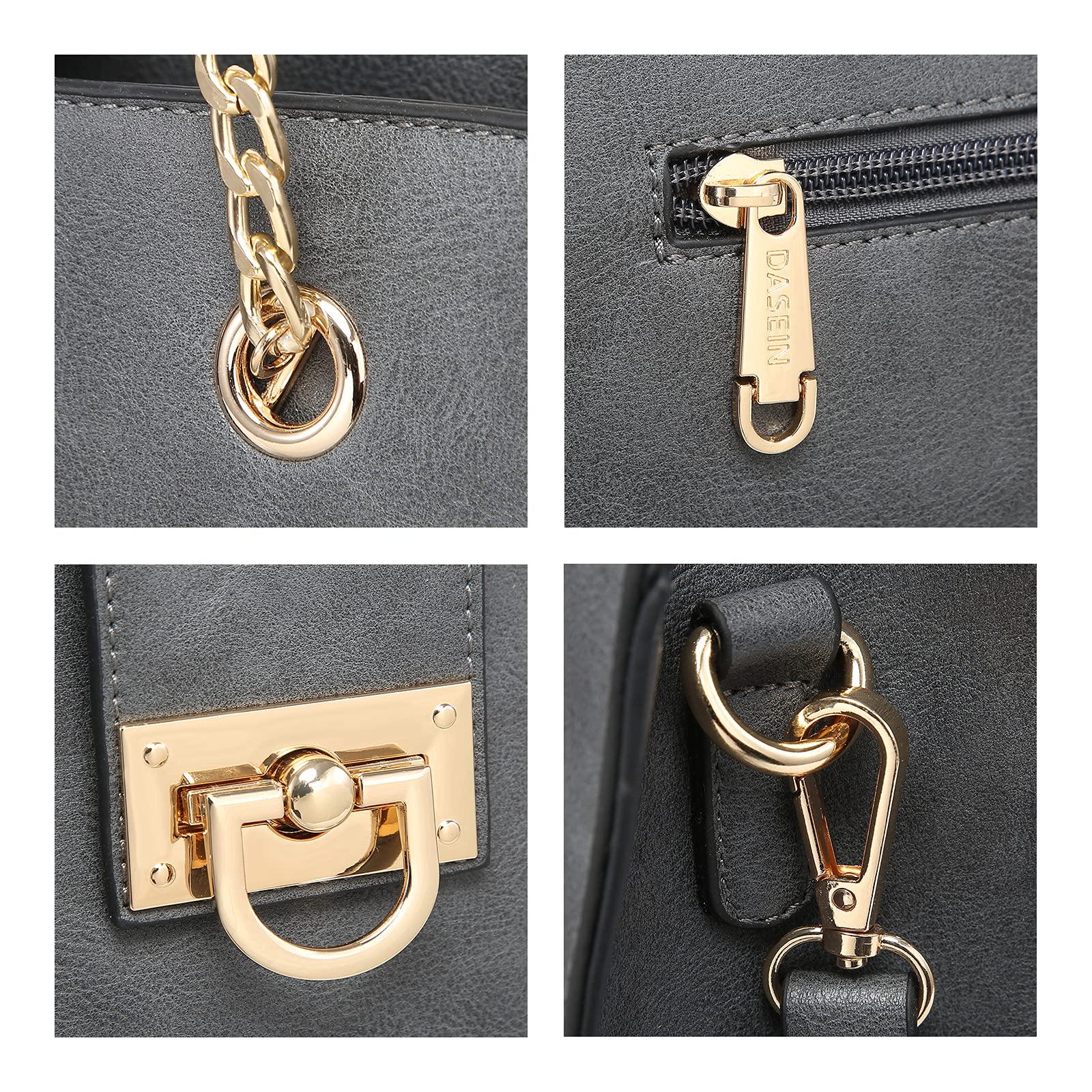 Women Fashion Chain Fashion Belt lock Tote Bags With Matching Clutch Dasein - Dasein Bags
