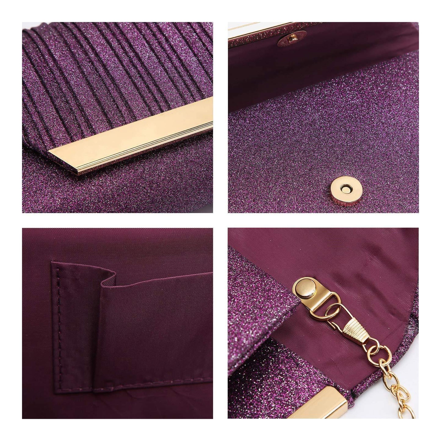 Dasein Glitter Flap Envelope Clutch Purses Evening Bags Wedding Party Prom Purse - Dasein Bags