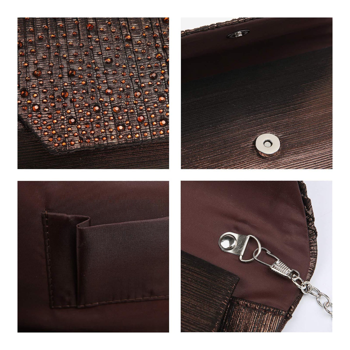 Women Glitter Rhinestone Wedding Evening Purse Envelope Clutch Dasein - Dasein Bags