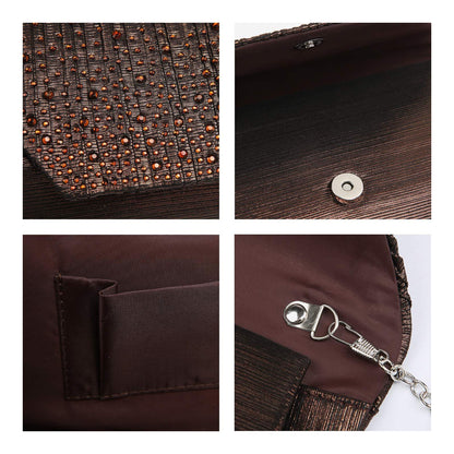 Women Glitter Rhinestone Wedding Evening Purse Envelope Clutch Dasein - Dasein Bags