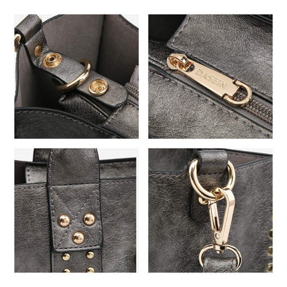 Studded 3-in-1 Top Handle Tote Handbag l Dasein - Dasein Bags