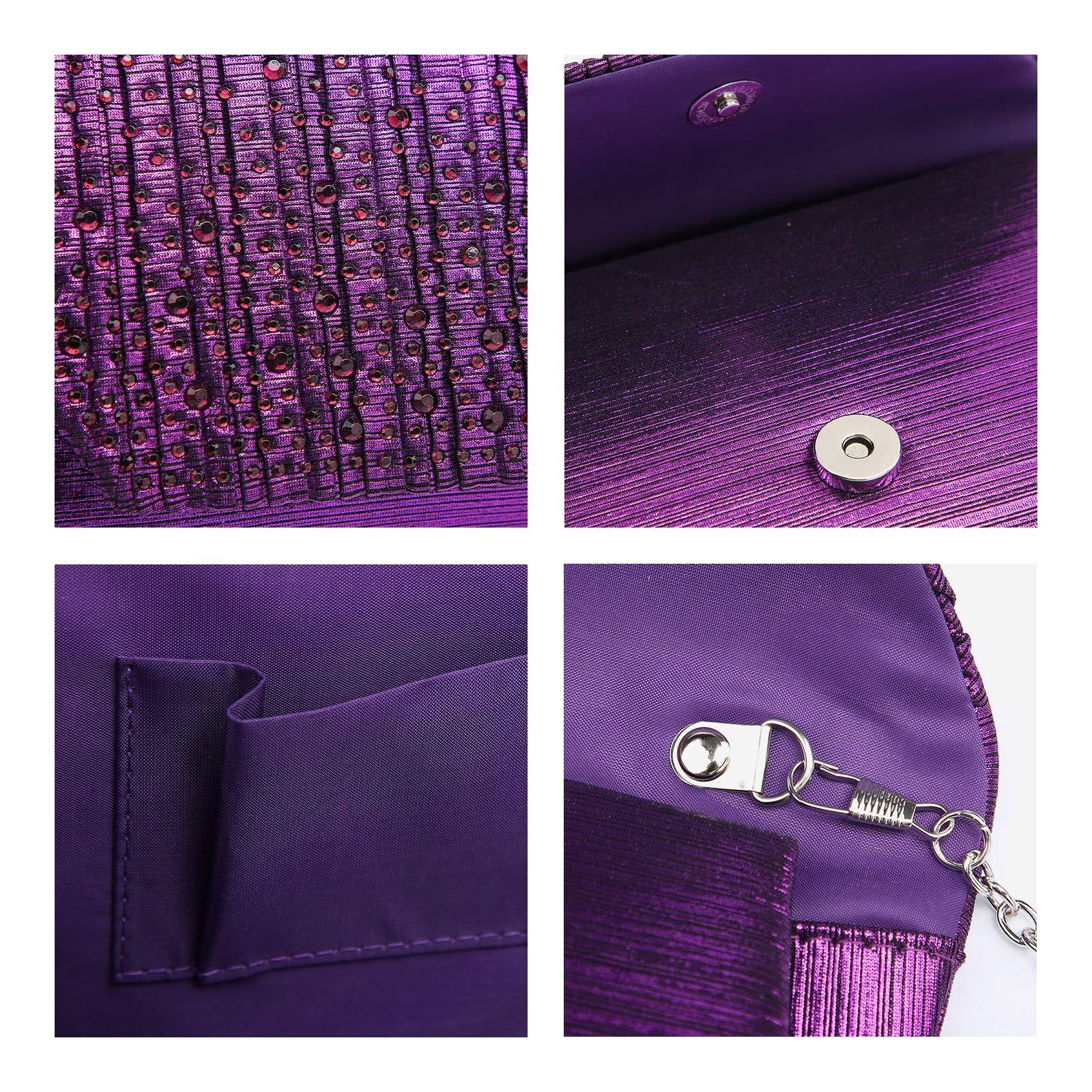 Women Glitter Rhinestone Wedding Evening Purse Envelope Clutch Dasein - Dasein Bags