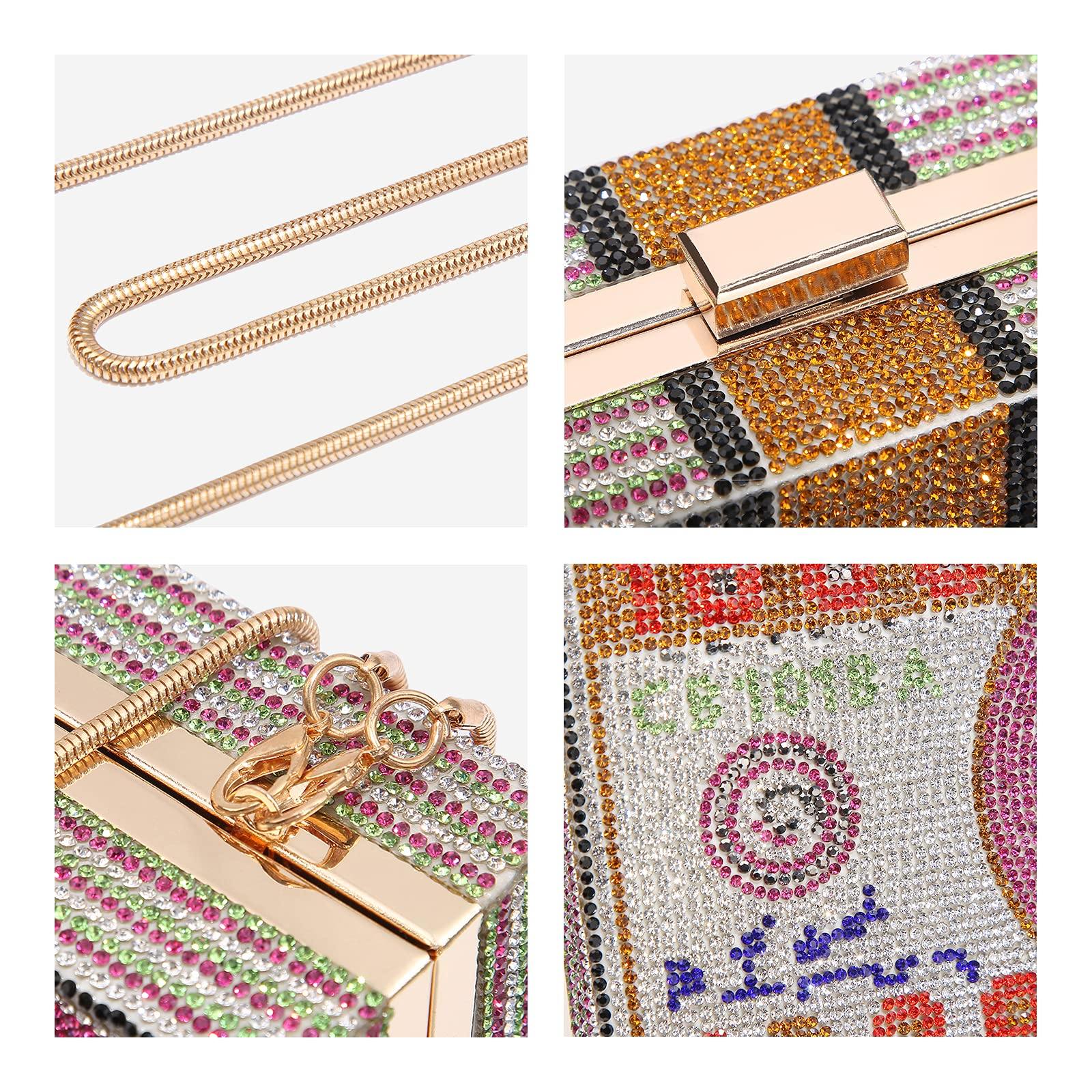 Stack of Cash Dollars Clutch Party Purse Crystal Evening Bag Cocktail for Women - Dasein Bags