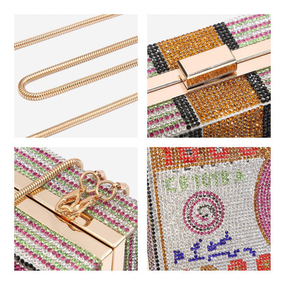 Stack of Cash Dollars Clutch Party Purse Crystal Evening Bag Cocktail for Women - Dasein Bags