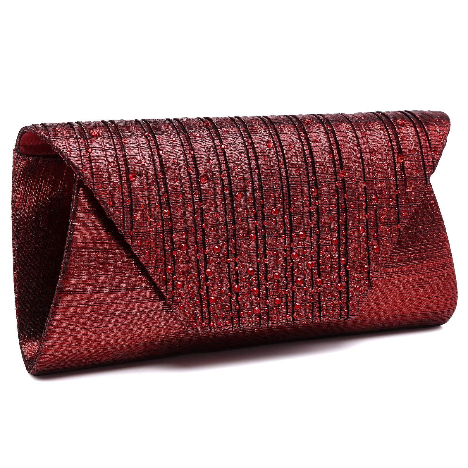Women Glitter Rhinestone Wedding Evening Purse Envelope Clutch Dasein - Dasein Bags