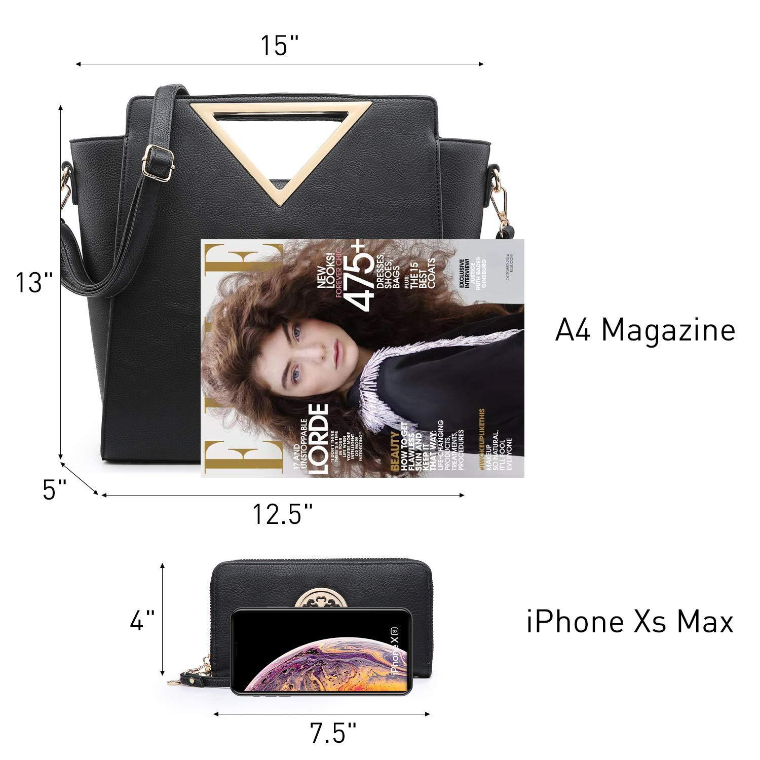 Fashion Design Chic Triangle Handle Shoulder Bag with Matching Wallet l Dasein - Dasein Bags