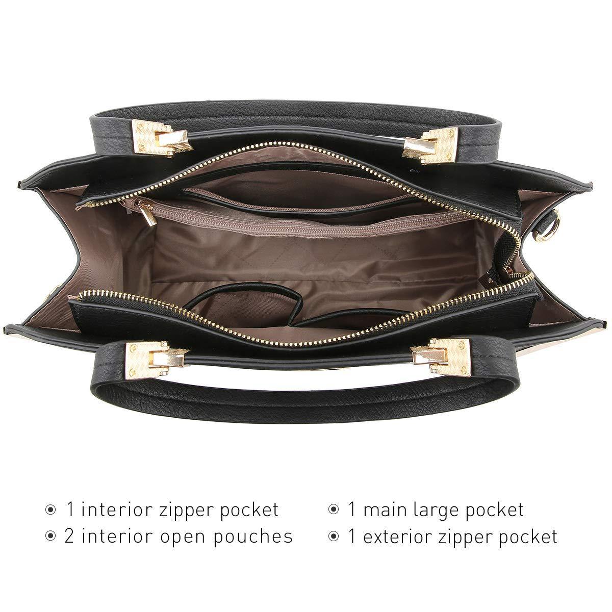 Metal Edged Emblem Handbag with Matching Wallet - Dasein Bags